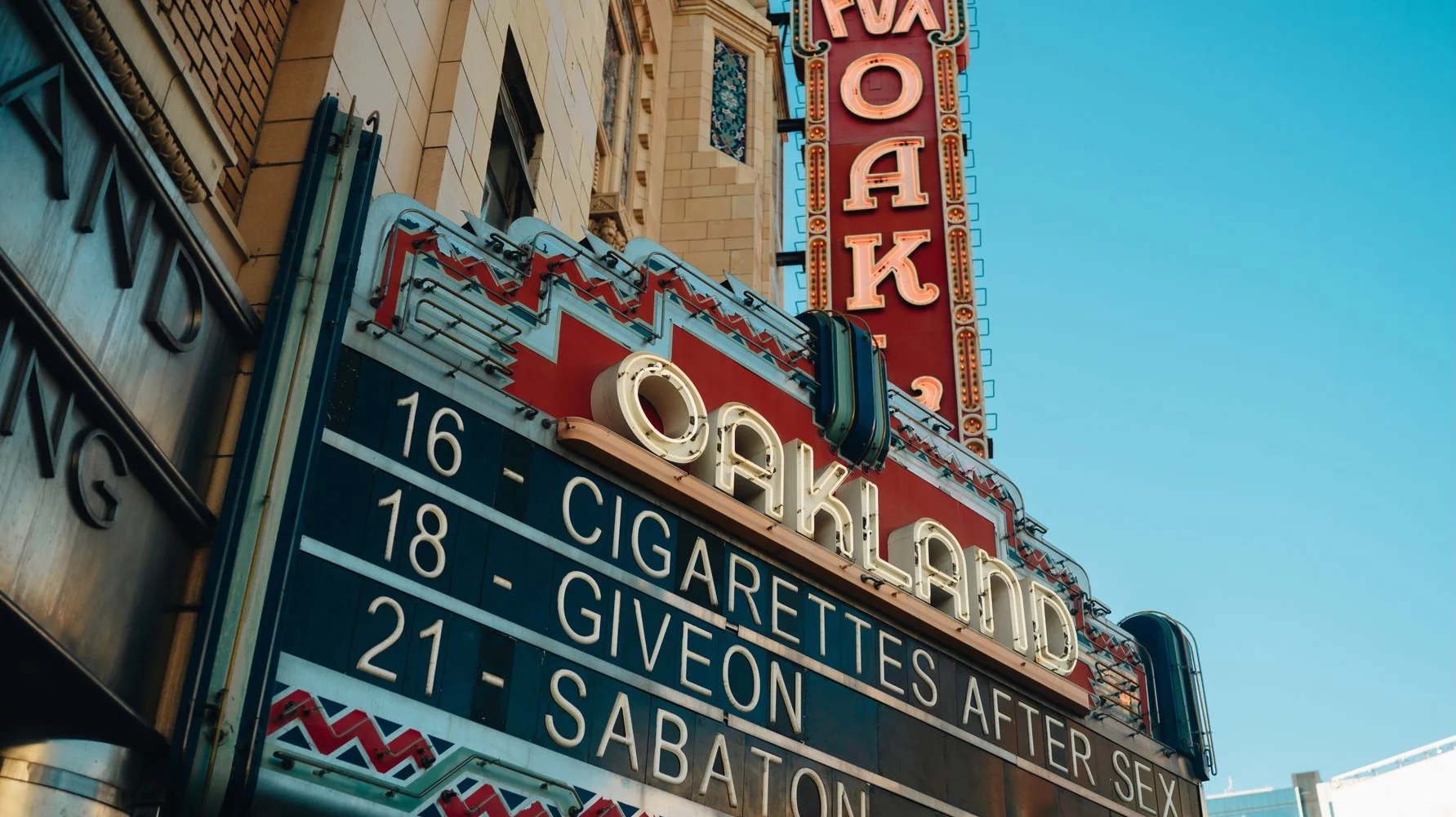 Fox Theater marquee on Telegraph Avenue in Uptown Oakland